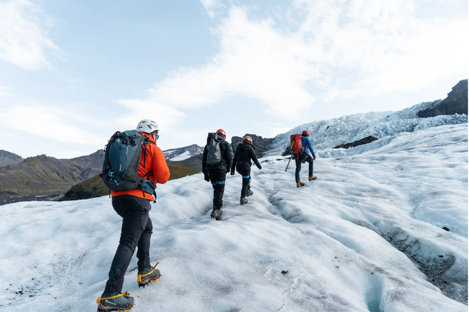 (The team walking on healthy ice. Photo Credit: Marla Tomorug)